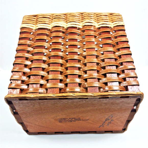 FOXCREEK Basket Company Dated & Signed Magazine Book Basket 2001 w Divider USA - Picture 9 of 11